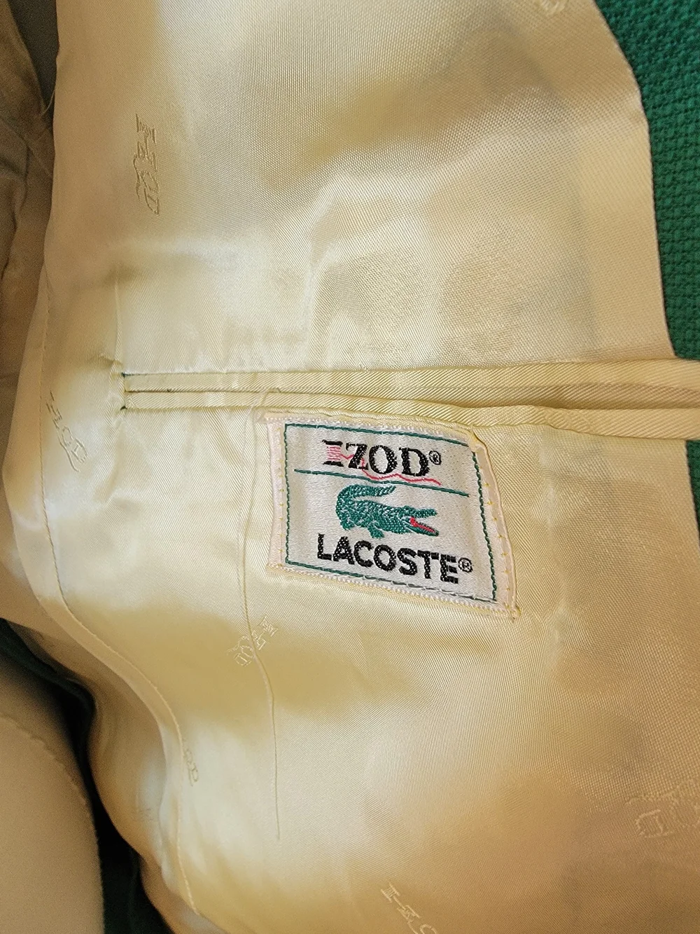 Vintage Men's 1960s Izod Lacoste Green Blazer Jacket Deadstock 44 Chest